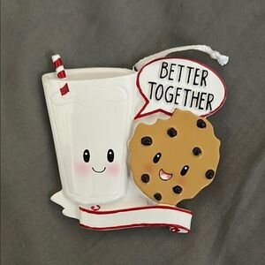 Cute Milk and Cookie Ornament - White and Brown